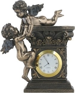 wu74349a4 Veronese Design Melek Figürlü Antik Saat bronz